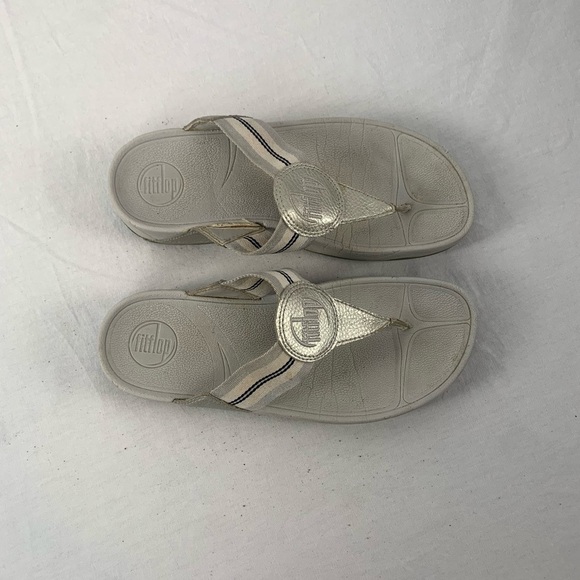 Fit Flop WALKSTAR Webbing Toe-Post Sandals in Grey Size‎ 8 - Picture 1 of 6